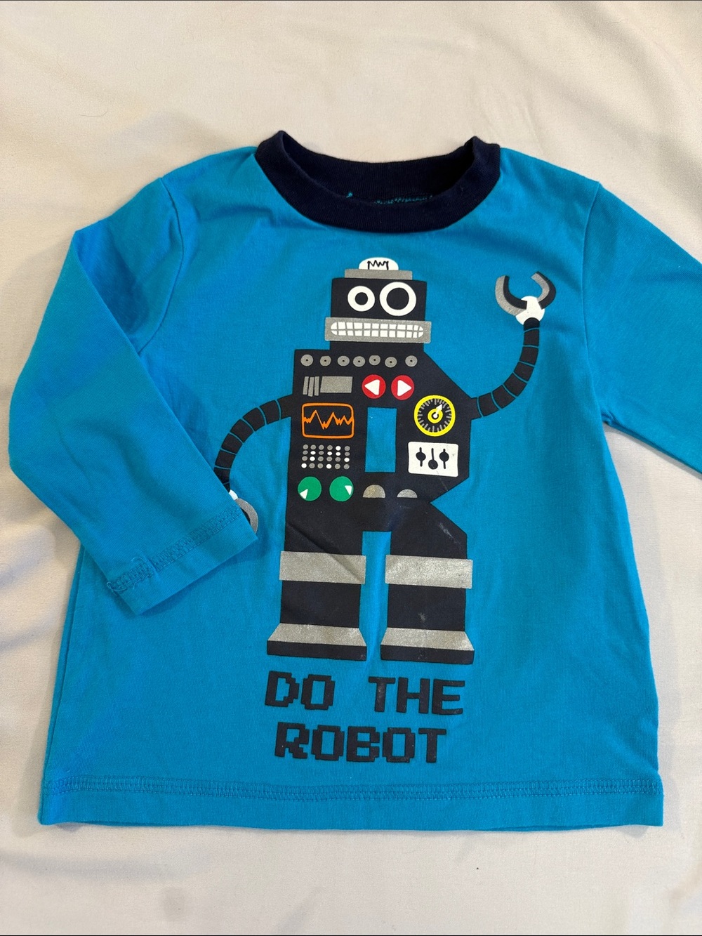 okie dokie Teal Baby Tee with Navy Trim